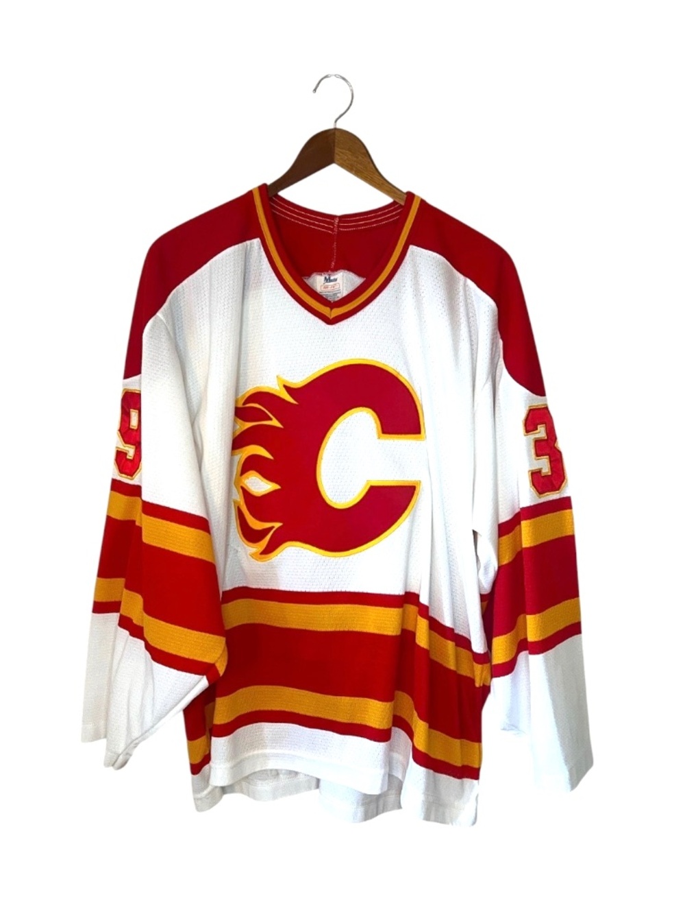 Vintage Maska CCM Calgary Flames #39 Doug Gilmore 1989-1992 Ice Hockey Jersey L